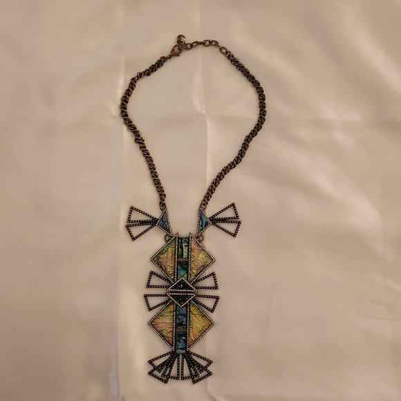 BaubleBar Jewelry - BaubleBar Iridescent Green and Blue Geometric Pendant Necklace